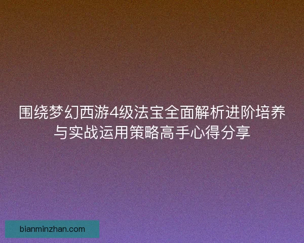 围绕梦幻西游4级法宝全面解析进阶培养与实战运用策略高手心得分享