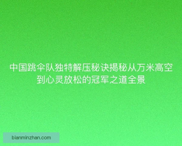中国跳伞队独特解压秘诀揭秘从万米高空到心灵放松的冠军之道全景